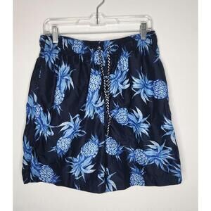 Ocean Pacific OP Swim Trunks Mens Large 36-38 Navy Blue Pineapple Mesh Lined